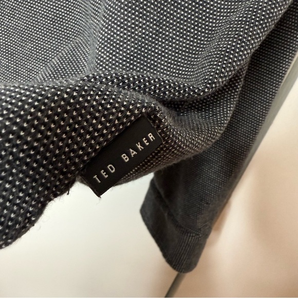 Ted Baker grey and white textured Polo Long Sleeve Shirt size XL - Picture 5 of 9